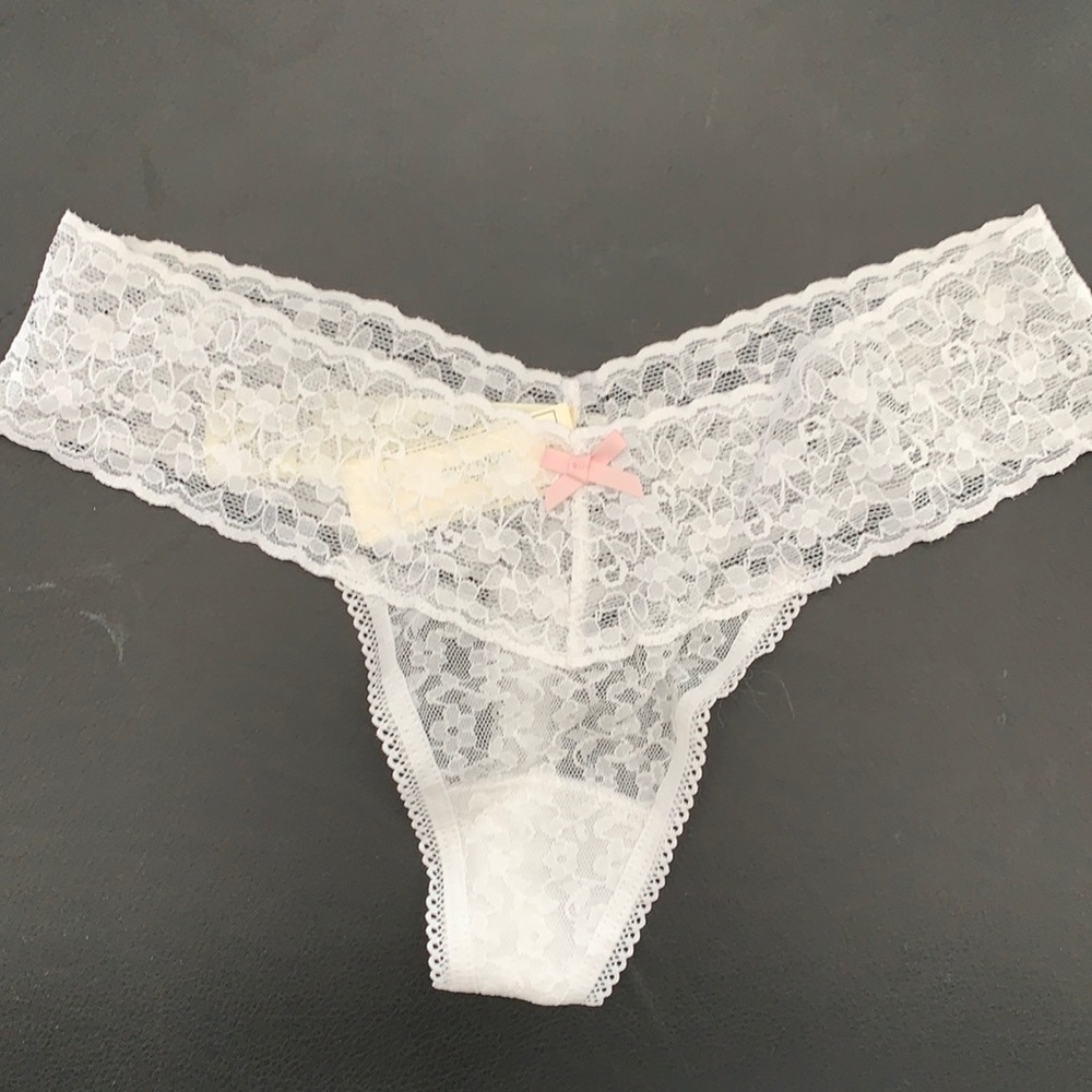 Size: G-strings: All White with Pink Bow Sold in groups of 3. Same or Mixed size